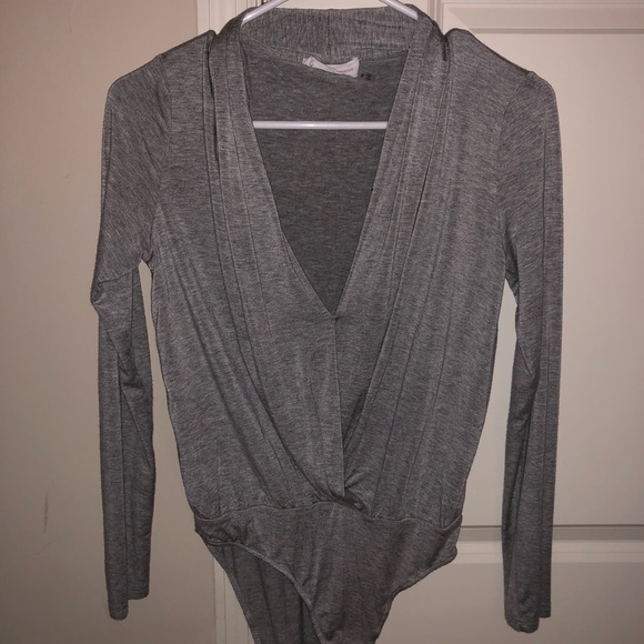 Gray bodysuit deep v neck and never worn! - Picture 1 of 2
